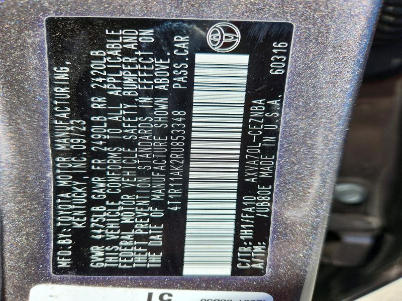 Auction sale of the 2024 Toyota Camry, vin: 4T1R11AK2RU853348, lot number: 62299616