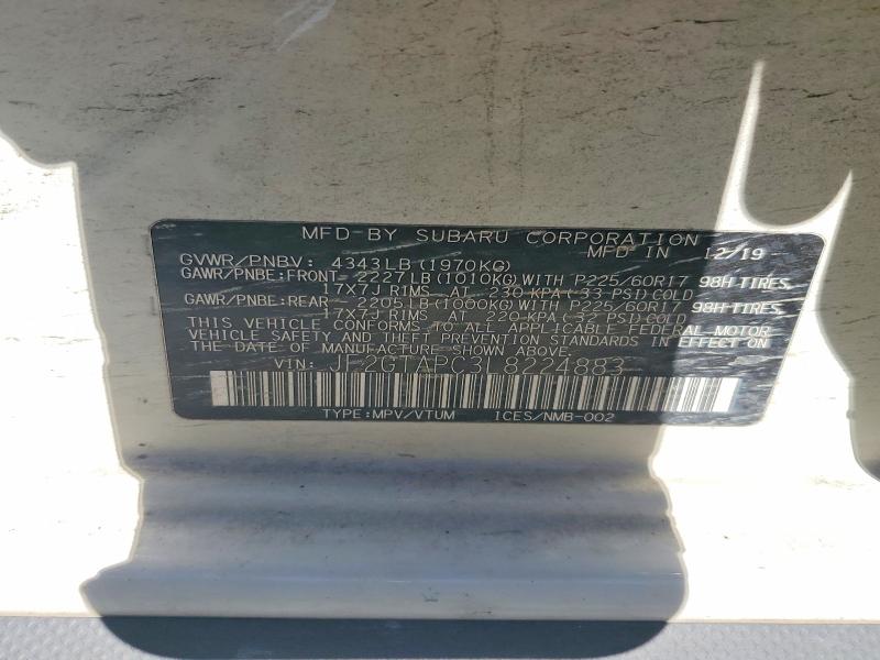 Aukcja sprzedaży 2020 Subaru Crosstrek, vin: JF2GTAPC3L8224883, numer aukcji: 60142766