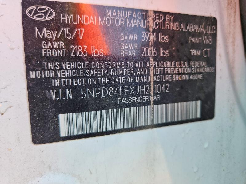 62873156 :رقم المزاد ، 5NPD84LFXJH231042 vin ، 2018 Hyundai Elantra مزاد بيع