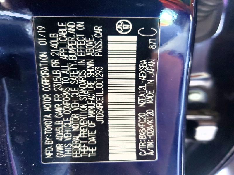 59385576 :رقم المزاد ، JTDS4RCE1LJ001293 vin ، 2020 Toyota Corolla مزاد بيع