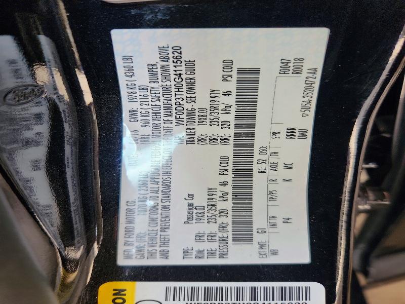 Продаж на аукціоні авто 2016 Ford Focus, vin: WF0DP3TH0G4115620, номер лоту: 58968746