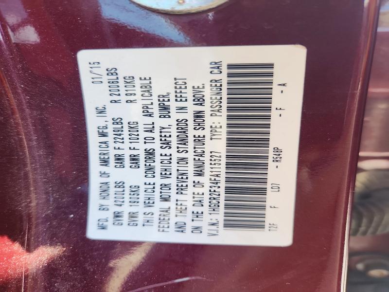 2015 Honda Accord მანქანა იყიდება აუქციონზე, vin: 1HGCR2F34FA115527, აუქციონის ნომერი: 60316526