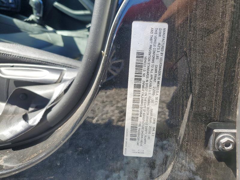 2011 Volkswagen Jetta მანქანა იყიდება აუქციონზე, vin: 3VWDZ7AJXBM103964, აუქციონის ნომერი: 59581396