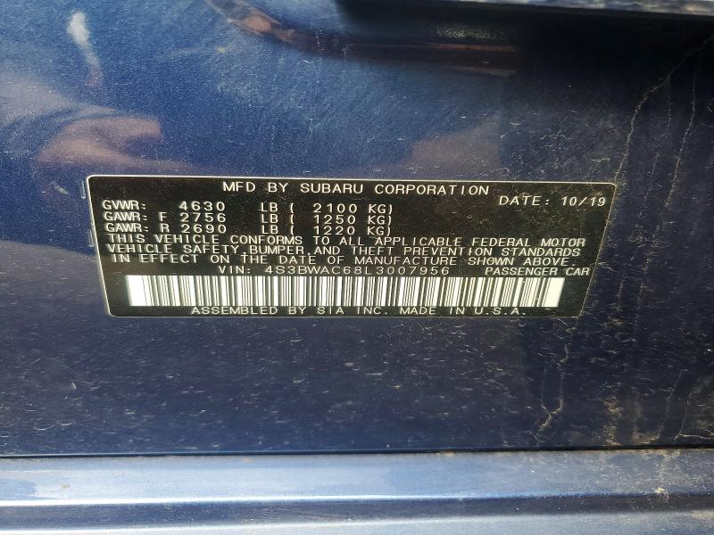 Aukcja sprzedaży 2020 Subaru Legacy, vin: 4S3BWAC68L3007956, numer aukcji: 58913746