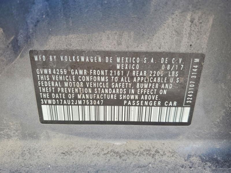2018 Volkswagen Golf Sportwagen მანქანა იყიდება აუქციონზე, vin: 3VWD17AU2JM753047, აუქციონის ნომერი: 62631936