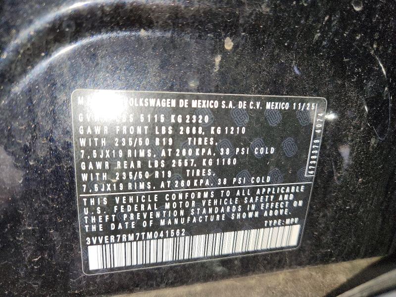 63355306 :رقم المزاد ، 3VVER7RM7TM041562 vin ، 2026 Volkswagen Tiguan مزاد بيع