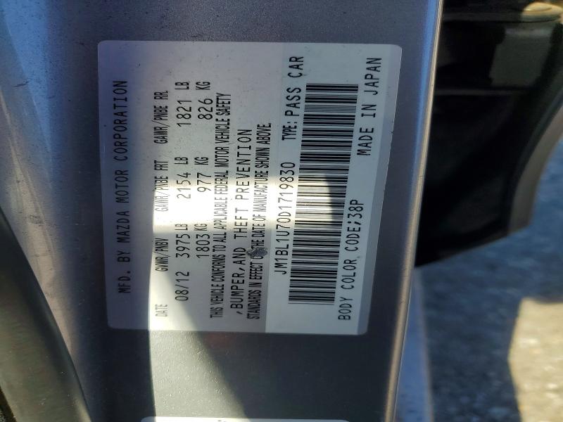 Aukcja sprzedaży 2013 Mazda 3, vin: JM1BL1U70D1719830, numer aukcji: 61350476