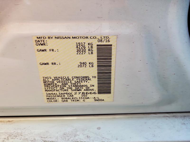 Продаж на аукціоні авто 2016 Nissan Altima, vin: 1N4AL3AP6GC278666, номер лоту: 63999706