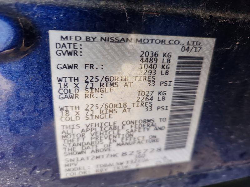 Aukcja sprzedaży 2017 Nissan Rogue, vin: 5N1AT2MT7HC825728, numer aukcji: 60030116