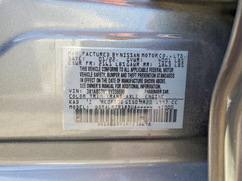 60510606 :رقم المزاد ، 3N1AB8DV1NY238698 vin ، 2022 Nissan Sentra مزاد بيع