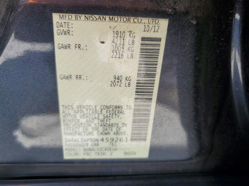 Aukcja sprzedaży 2013 Nissan Altima, vin: 1N4AL3AP9DN459261, numer aukcji: 63006026