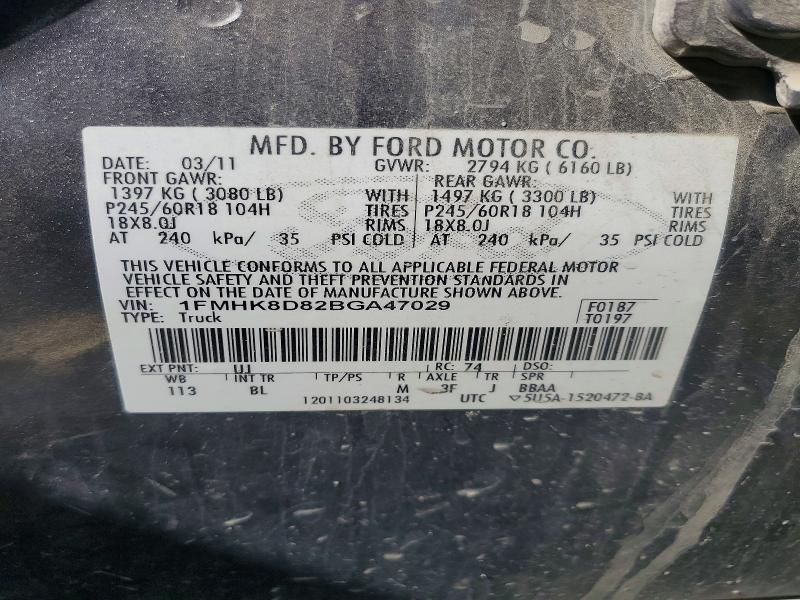 Auction sale of the 2011 Ford Explorer, vin: 1FMHK8D82BGA47029, lot number: 61795316