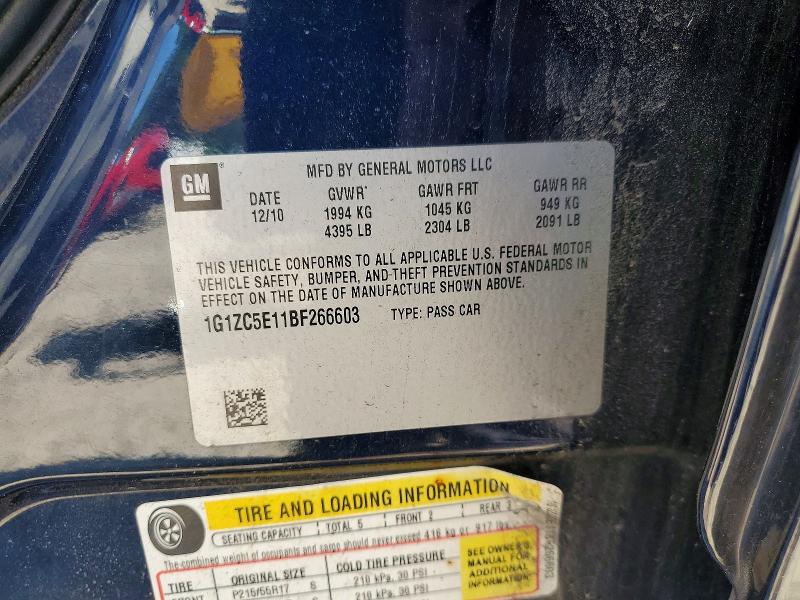2011 Chevrolet Malibu მანქანა იყიდება აუქციონზე, vin: 1G1ZC5E11BF266603, აუქციონის ნომერი: 62400366