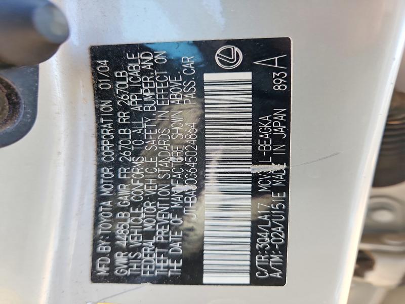 Aukcja sprzedaży 2004 Lexus Es, vin: JTHBA30G645024864, numer aukcji: 60069786