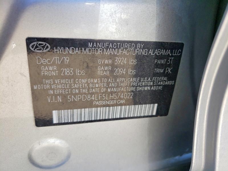 Продажа на аукционе авто 2020 Hyundai Elantra, vin: 5NPD84LF5LH574022, номер лота: 63252216