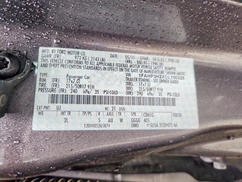 85972375 :رقم المزاد ، 1FAHP3H2XCL150325 vin ، 2012 Ford Focus مزاد بيع