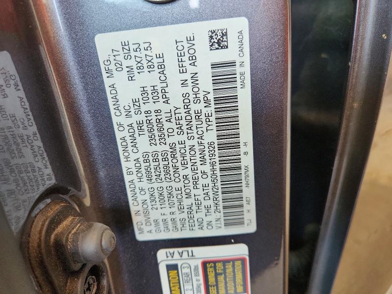 Aukcja sprzedaży 2017 Honda Cr-v, vin: 2HKRW2H50HH619326, numer aukcji: 63317276