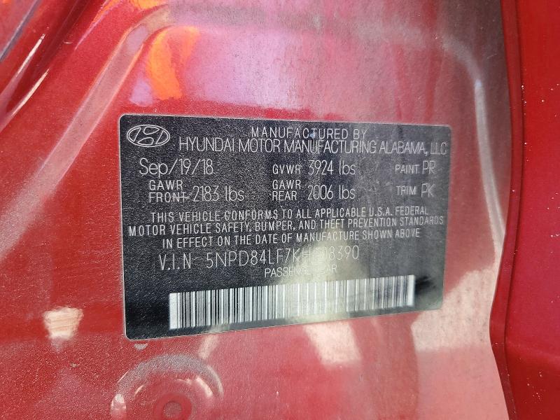 Aukcja sprzedaży 2019 Hyundai Elantra, vin: 5NPD84LF7KH408390, numer aukcji: 61082896