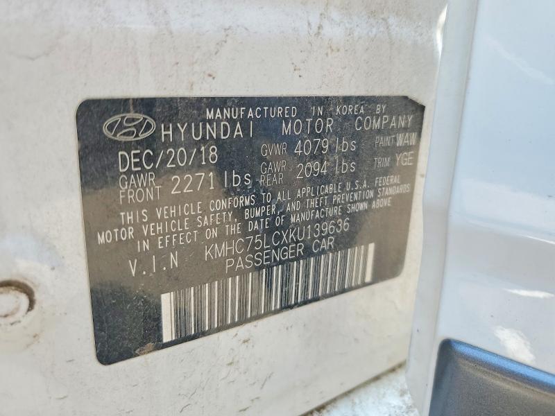 2019 Hyundai Ioniq მანქანა იყიდება აუქციონზე, vin: KMHC75LCXKU139636, აუქციონის ნომერი: 59883906