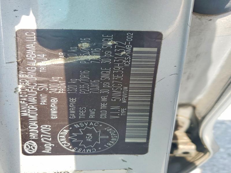 61851456 :رقم المزاد ، 5NMSG73E39H314372 vin ، 2009 Hyundai Santa Fe مزاد بيع