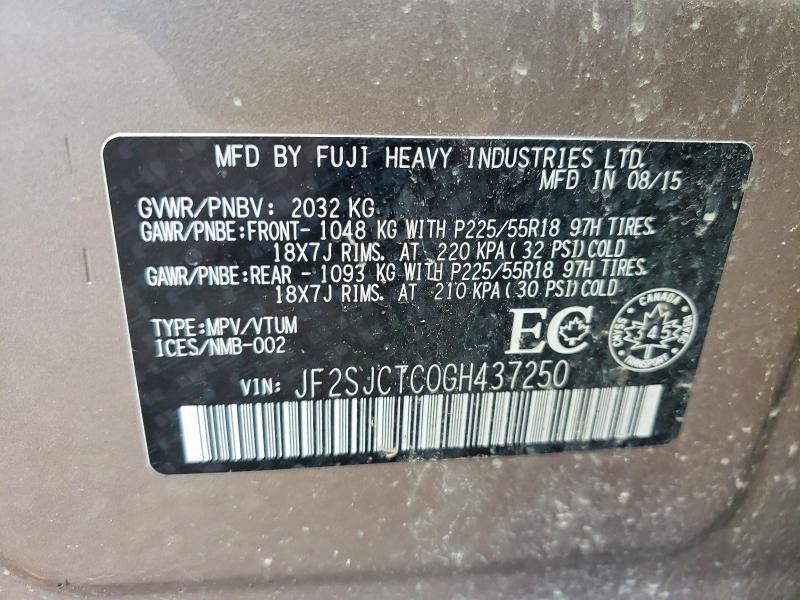 2016 Subaru Forester მანქანა იყიდება აუქციონზე, vin: JF2SJCTC0GH437250, აუქციონის ნომერი: 59961166