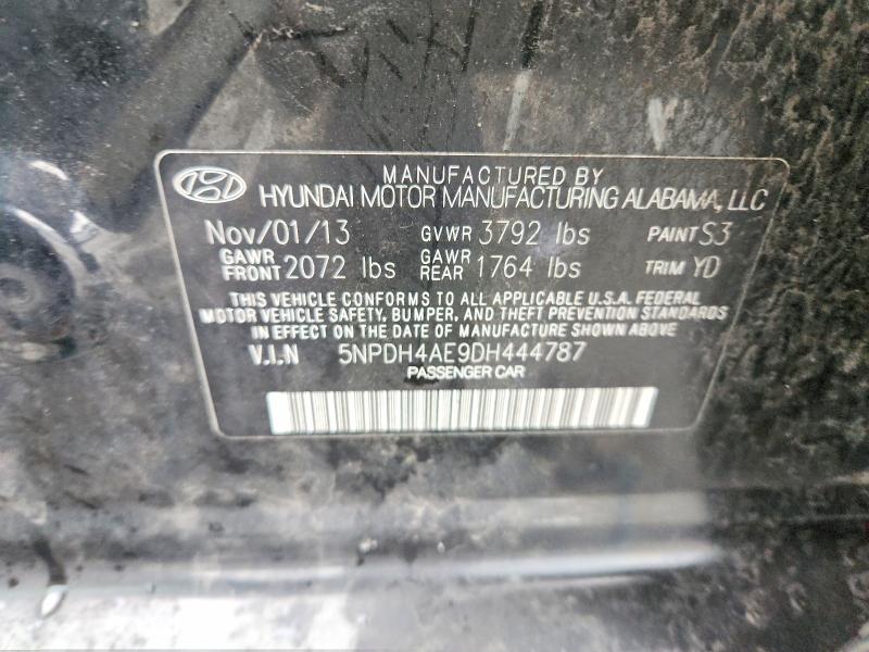 62798566 :رقم المزاد ، 5NPDH4AE9DH444787 vin ، 2013 Hyundai Elantra مزاد بيع