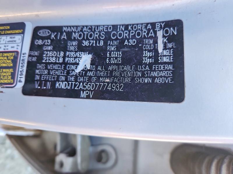 60522176 :رقم المزاد ، KNDJT2A56D7774932 vin ، 2013 Kia Soul مزاد بيع