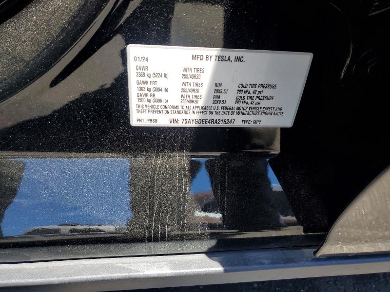 Aukcja sprzedaży 2024 Tesla Model Y, vin: 7SAYGDEE4RA216247, numer aukcji: 59323096