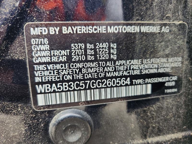 Продаж на аукціоні авто 2016 Bmw 535, vin: WBA5B3C57GG260564, номер лоту: 62680856