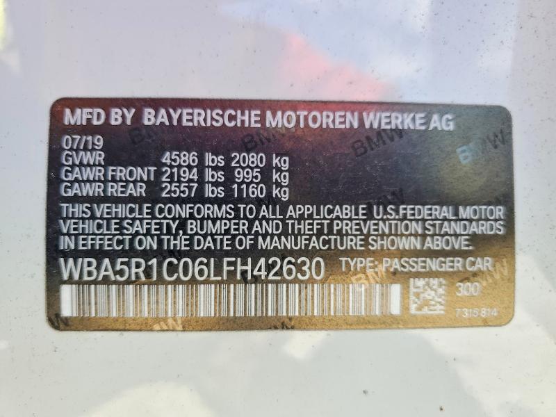 60783946 :رقم المزاد ، WBA5R1C06LFH42630 vin ، 2020 Bmw 330i مزاد بيع