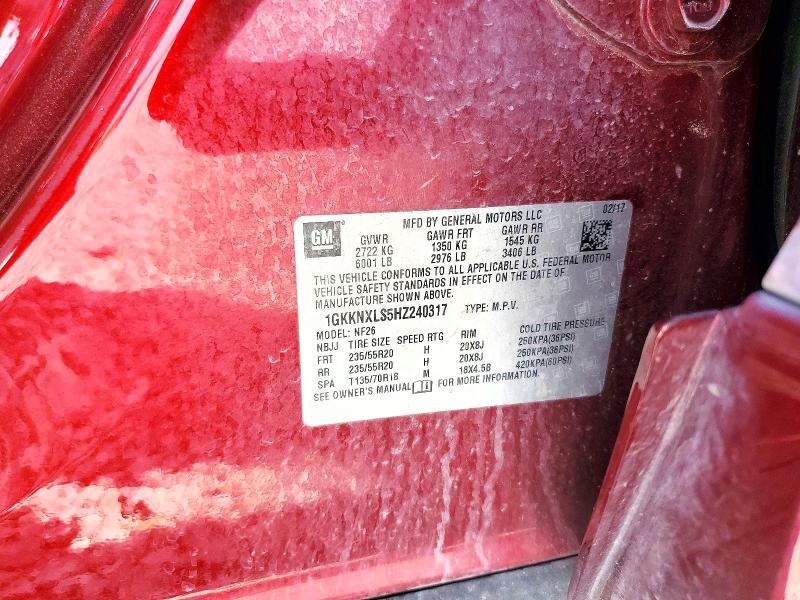 61232136 :رقم المزاد ، 1GKKNXLS5HZ240317 vin ، 2017 Gmc Acadia مزاد بيع