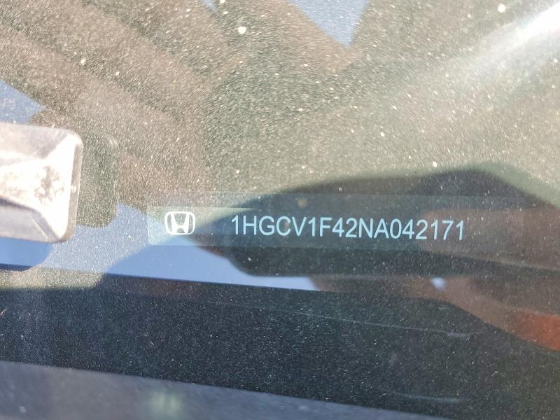 2022 Honda Accord მანქანა იყიდება აუქციონზე, vin: 1HGCV1F42NA042171, აუქციონის ნომერი: 59543766