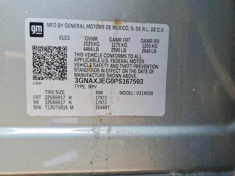 Продажа на аукционе авто 2023 Chevrolet Equinox, vin: 3GNAXJEG0PS167593, номер лота: 62571336