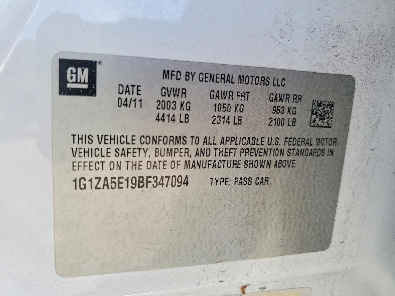 2011 Chevrolet Malibu მანქანა იყიდება აუქციონზე, vin: 1G1ZA5E19BF347094, აუქციონის ნომერი: 61803046