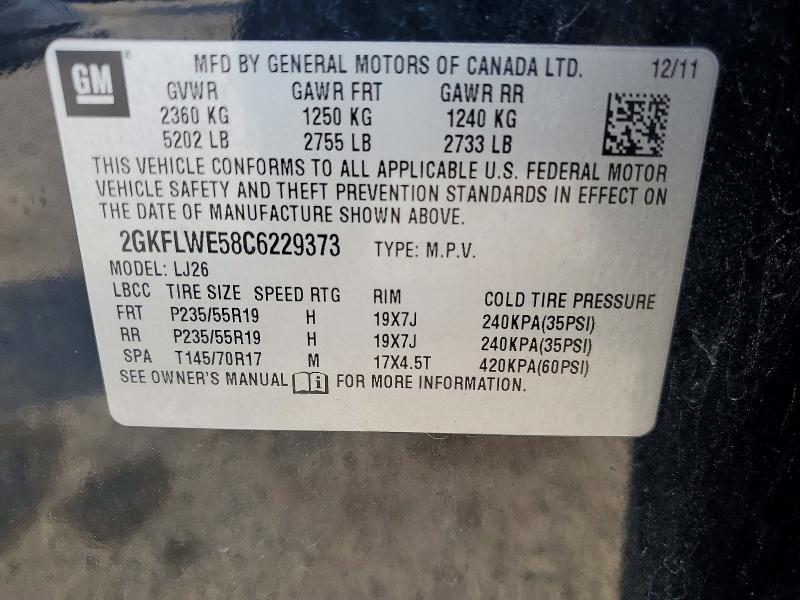 Aukcja sprzedaży 2012 Gmc Terrain, vin: 2GKFLWE58C6229373, numer aukcji: 59170006