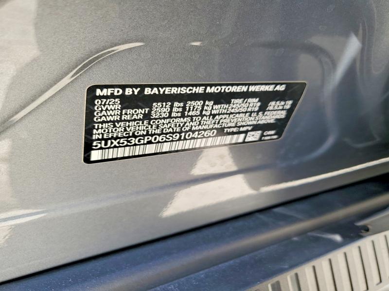 Aukcja sprzedaży 2025 Bmw X3, vin: 5UX53GP06S9104260, numer aukcji: 60288106