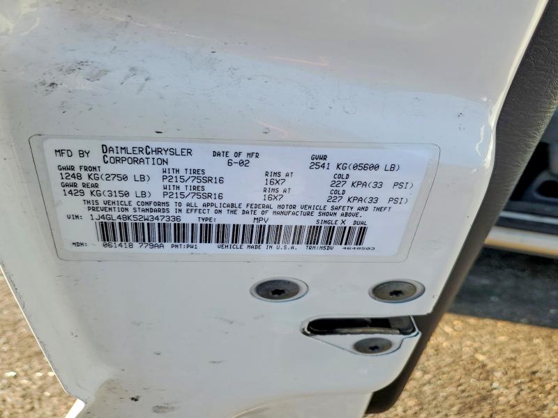 63241566 :رقم المزاد ، 1J4GL48K52W347336 vin ، 2002 Jeep Liberty مزاد بيع