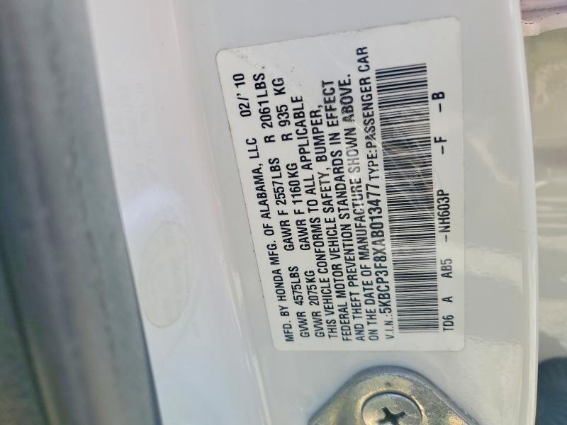 2010 Honda Accord მანქანა იყიდება აუქციონზე, vin: 5KBCP3F8XAB013477, აუქციონის ნომერი: 60880306