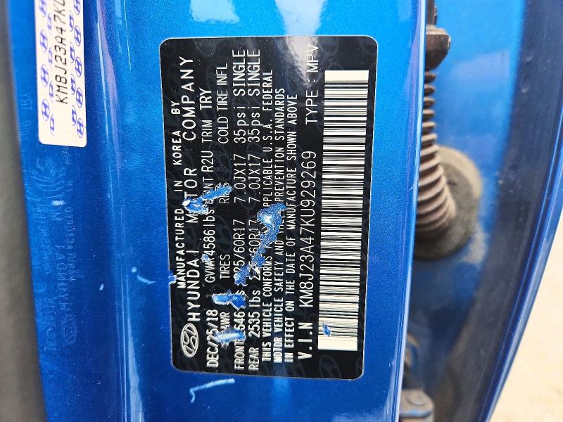 Продажа на аукционе авто 2019 Hyundai Tucson, vin: KM8J23A47KU929269, номер лота: 59287426