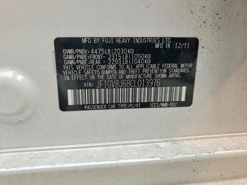 Продажа на аукционе авто 2012 Subaru Impreza, vin: JF1GV8J68CL013976, номер лота: 61576806