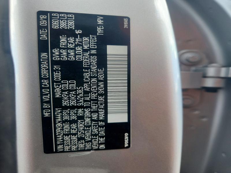 Aukcja sprzedaży 2019 Volvo Xc90, vin: YV4A22PK8K1444741, numer aukcji: 60061706