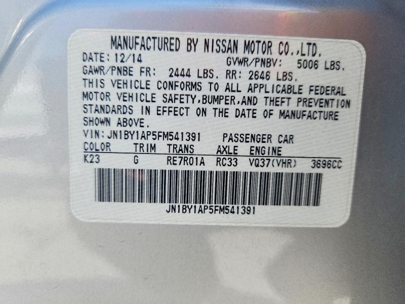 Продажа на аукционе авто 2015 Infiniti Q70, vin: JN1BY1AP5FM541391, номер лота: 62064516