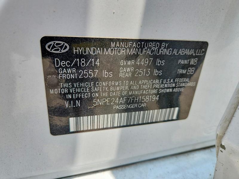 Продажа на аукционе авто 2015 Hyundai Sonata, vin: 5NPE24AF7FH158194, номер лота: 59375486