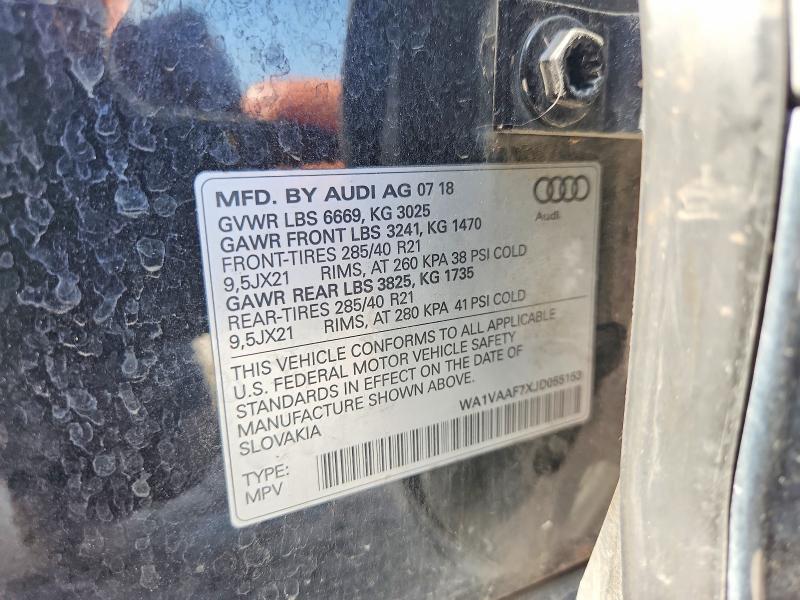 2018 Audi Q7 მანქანა იყიდება აუქციონზე, vin: WA1VAAF7XJD055153, აუქციონის ნომერი: 59404016