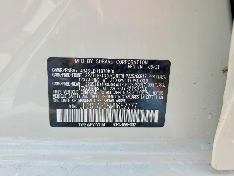 Продаж на аукціоні авто 2021 Subaru Crosstrek, vin: JF2GTAPC5MH652777, номер лоту: 60654346