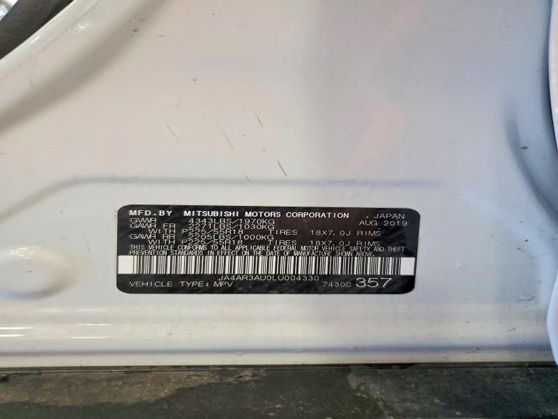 2020 Mitsubishi Outlander Sport მანქანა იყიდება აუქციონზე, vin: JA4AR3AU0LU004330, აუქციონის ნომერი: 61014106