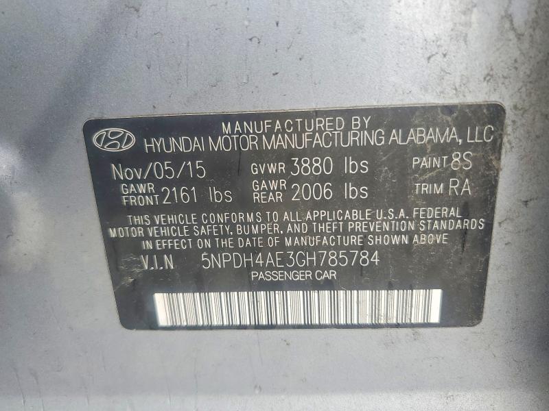 2016 Hyundai Elantra მანქანა იყიდება აუქციონზე, vin: 5NPDH4AE3GH785784, აუქციონის ნომერი: 85980795