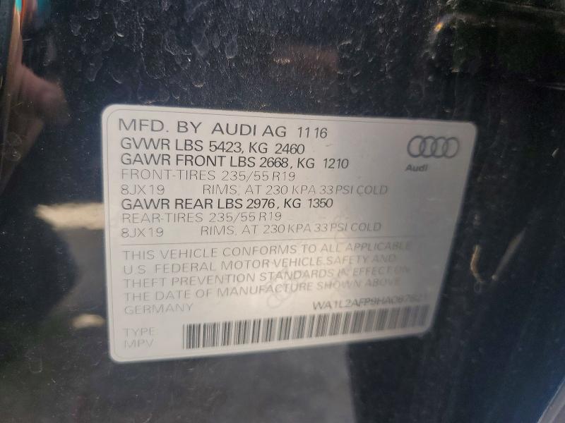 Aukcja sprzedaży 2017 Audi Q5, vin: WA1L2AFP9HA087821, numer aukcji: 59606766