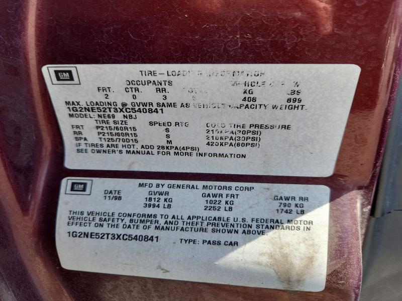 Продажа на аукционе авто 1999 Pontiac Grand Am, vin: 1G2NE52T3XC540841, номер лота: 59686666