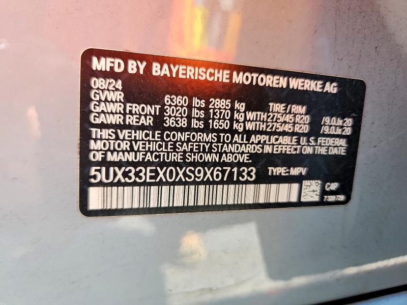 61750226 :رقم المزاد ، 5UX33EX0XS9X67133 vin ، 2025 Bmw X6 مزاد بيع